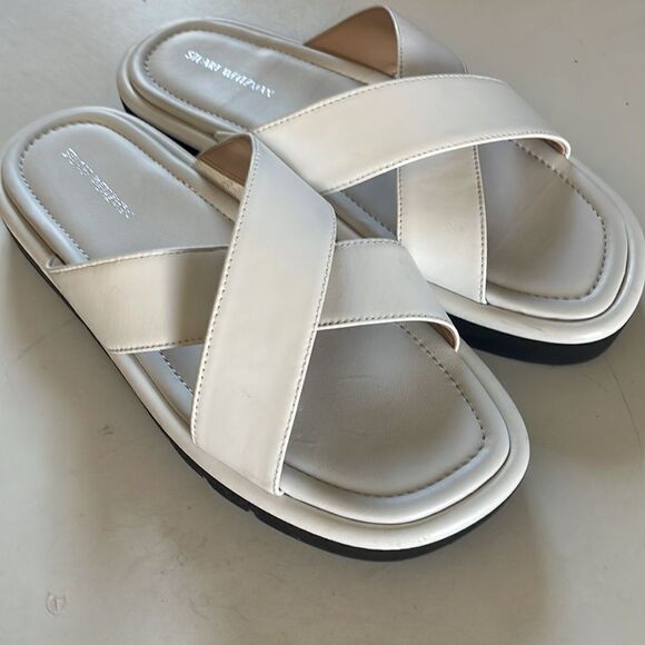 Stuart Weitzman Leather Elodie Slide Sandal 7 - Picture 10 of 10